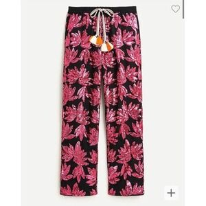 NWT J.Crew Collection Sequin High-Rise Cotton-Poplin Pants Joggers Sequins 2